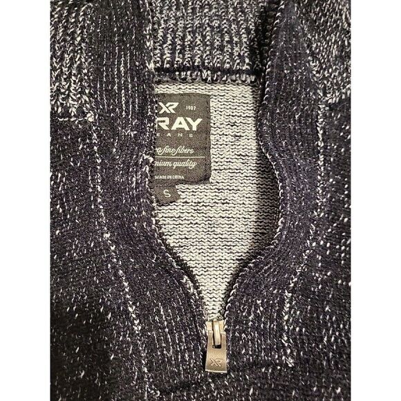 Xray jeans Black Marbled 1/4 Zip Mock Neck Sweater Size S Small Knit - Picture 10 of 11